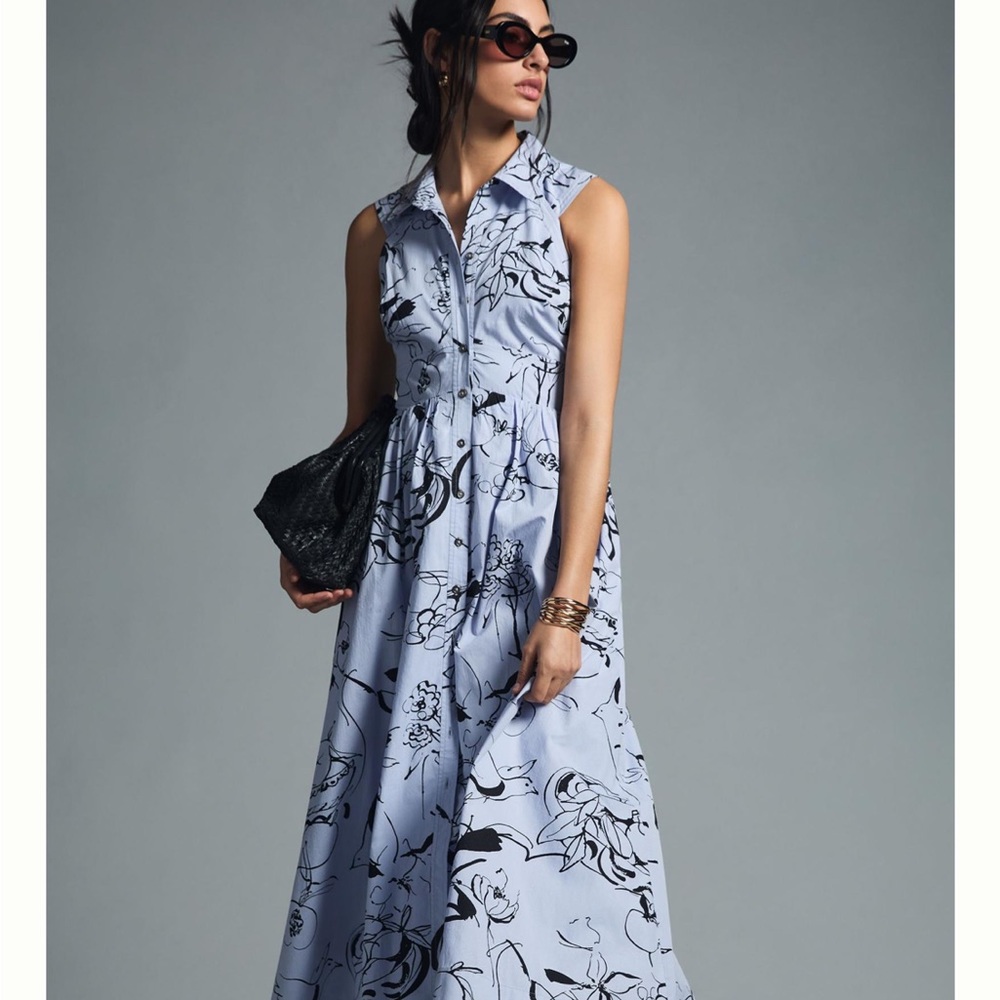 Anthropologie Mauve Collared Sleeveless Shirt Dress